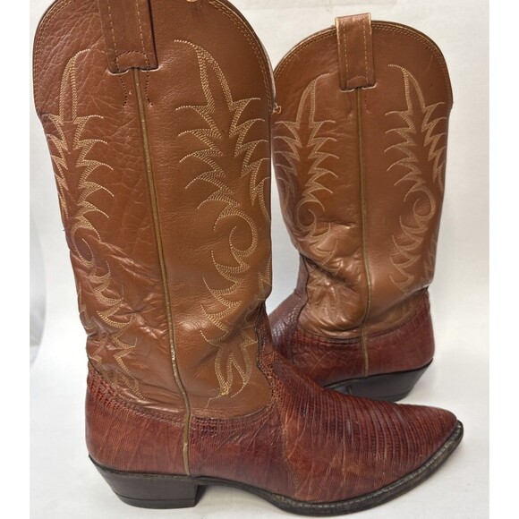 NOCONA Exotic LIZARD Leather COWBOY BOOTS Brown Men Size 9.5 - Picture 1 of 12